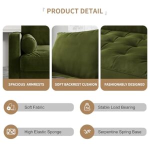 SILKIR Velvet Furniture for Small Spaces, Mid-Century Modern Loveseats for Living Room, Love Seat Couch Sofas, 58 & 70 Inches, Olive Green