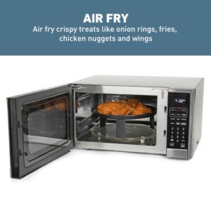 West Bend 3-in-1 Microwave Air Fryer Convection Oven 1000-Watts with 10 Power Levels and 12 Presets, Speed Defrost, Electronic Control Panel and Glass Turntable, 1.3 Cubic Feet, Stainless Steel