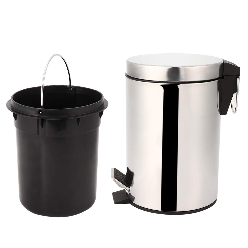 MINGZHE Trash Can Garbage Bin Container 3L Household Stainless Steel Step Pedal Trash Can Dustbin Rubbish Garbage Bin Container Suit for Toilet, Bathroom, Kitchen, Living Room