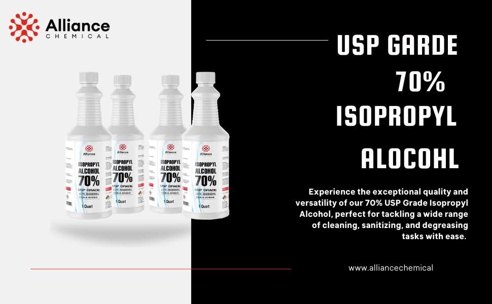 Isopropyl Alcohol (IPA) 70% - USP Medical Grade - 1 Gallon (4 x 32 FL Oz Bottles) - Rubbing Alcohol with Leak Proof Seals - Alliance Chemical - Made in America