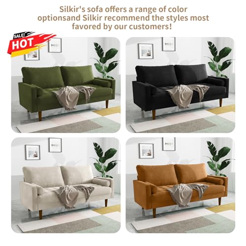 SILKIR Velvet Furniture for Small Spaces, Mid-Century Modern Loveseats for Living Room, Love Seat Couch Sofas, 58 Inches, Black