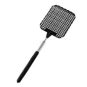 Fly Swatter 27 * 15 * 2 4 Pcs Plastic Telescopic Extendable Fly Swatter Stainless Steel Telescopic Rod Flapper Bug Swatter (Black)