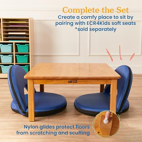 ECR4Kids 30in x 30in Square Hardwood Table with 14in Legs, Kids Furniture, Honey