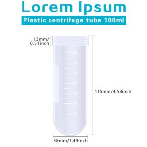 BIPEE Centrifuge Tubes100 ml Higher Quality Conical Test Tubes, Round-Bottomed centrifuge Tube， Test Tubes with caps, Plastic Container with Graduated and Write Marks (30pcs, 100ml)