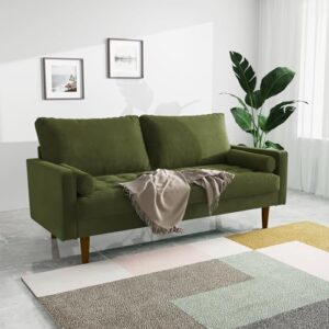 SILKIR Velvet Furniture for Small Spaces, Mid-Century Modern Loveseats for Living Room, Love Seat Couch Sofas, 58 & 70 Inches, Olive Green