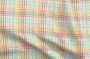 spoonflower fabric - watercolor plaid pink orange check mint stripes autumn fall lavender printed on chiffon fabric fat quarter - sewing fashion apparel dresses home decor