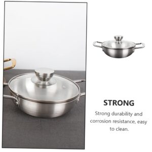 FUNOMOCYA 1Set Stainless Steel Ramen Pot with Lid Versatile Stockpot for Seafood Noodles and Pasta Cooking Kitchen Essential for Home Cooking