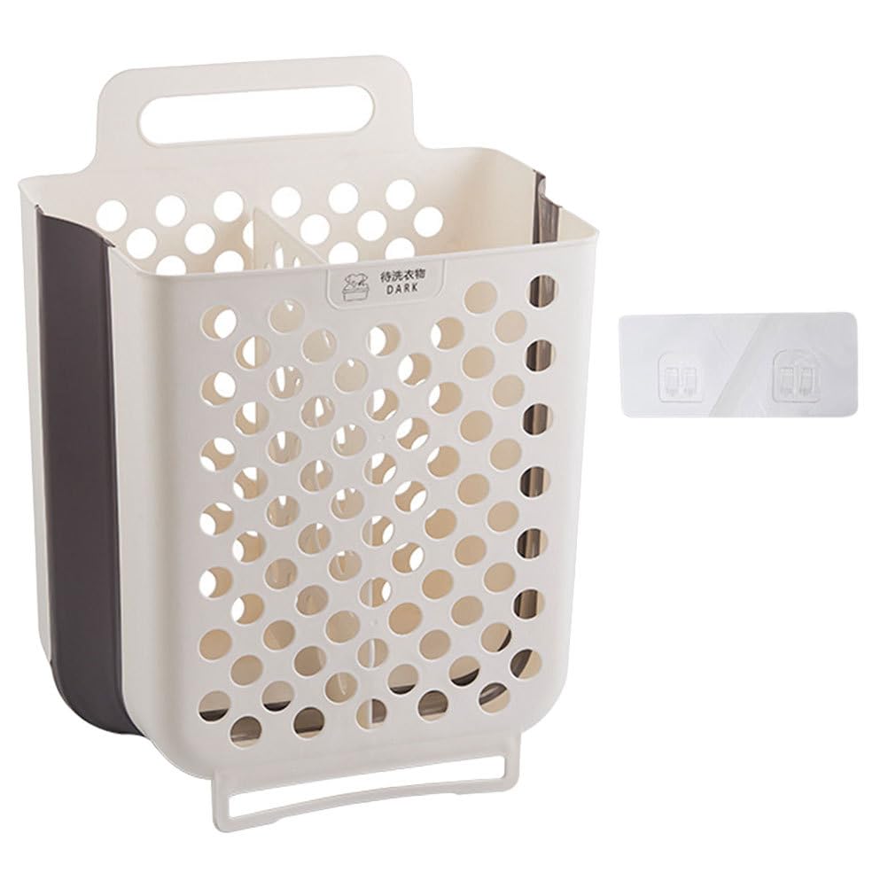 Amosfun Foldable Laundry Basket Space Saving Hamper Wall Mount Laundry Basket Kitchen Onion Potato Storage Basket 14 x 11 Inch