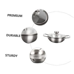 FUNOMOCYA 1Set Stainless Steel Ramen Pot with Lid Versatile Stockpot for Seafood Noodles and Pasta Cooking Kitchen Essential for Home Cooking