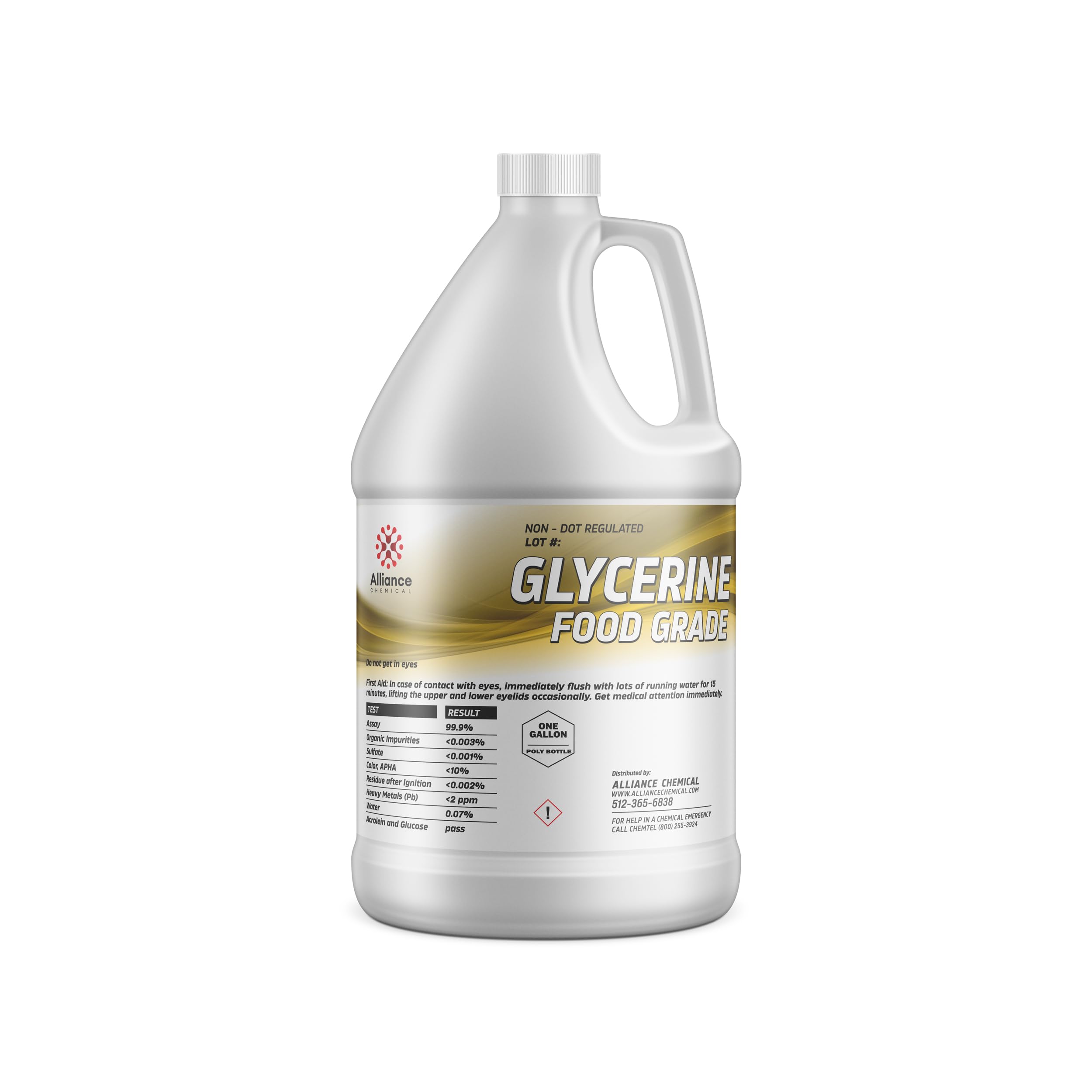 Alliance Chemical Glycerin USP - Skin Moisturizer & Humectant - 1 Gallon - Food Grade - Pharmaceutical Grade - USA Made