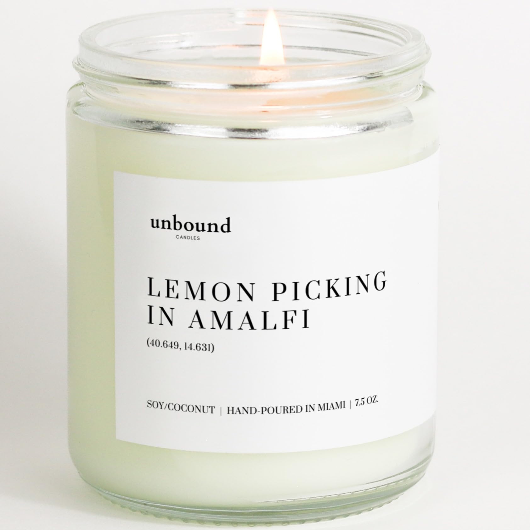 Unbound Candles Lemon Picking in Amalfi Scented Candle | 7.5oz Coconut Soy Candle | Handmade in USA | 50 Hour Burn Time | Italy Candle | Lemon Candle | Travel Based Candle