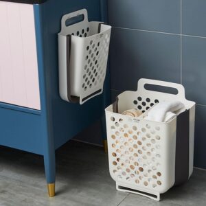 Amosfun Foldable Laundry Basket Space Saving Hamper Wall Mount Laundry Basket Kitchen Onion Potato Storage Basket 14 x 11 Inch