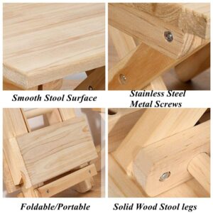 Wooden Step Stool for Adults and Kids,Folding Chair Step Foot Stools Portable Wooden Stool for Bedroom Kitchen Bathroom,Sturdy Step Stools (Board Surface S Size)