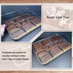 BENECREAT 9 Pocket Acrylic Valet Tray Router Templates for Woodworking 15×11.2×0.2inch Clear Router Inlay Template Rectangle Acrylic Router Jig DIY Wood Craft Tools Tracing Guide