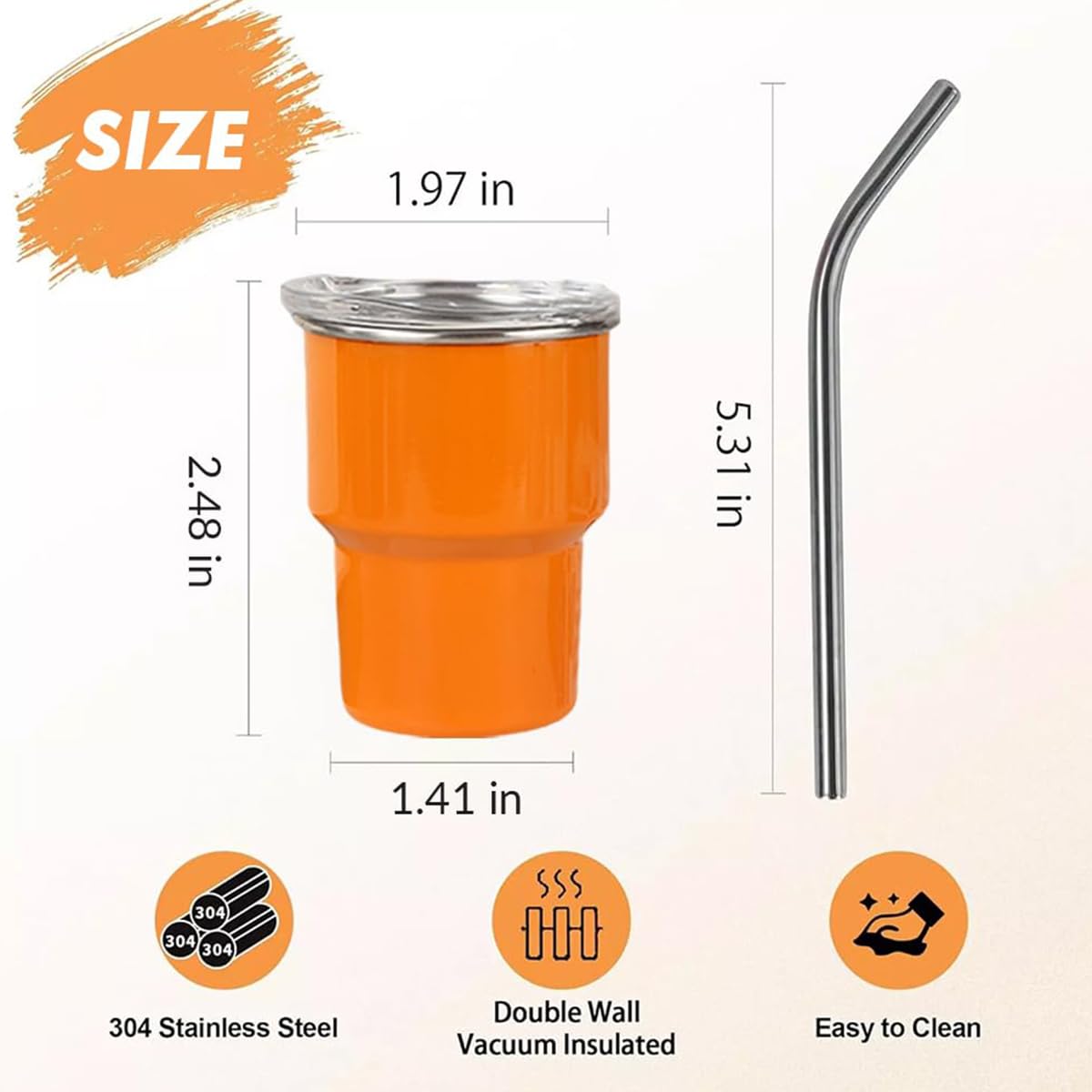 ANIKJOY Set Of 3 3oz Mini Tumbler Shot Glass With Straw and Lid, Stainless Steel Sublimation Mini Shot Glass Tumblers for for Espresso Coffee Spirits (A)