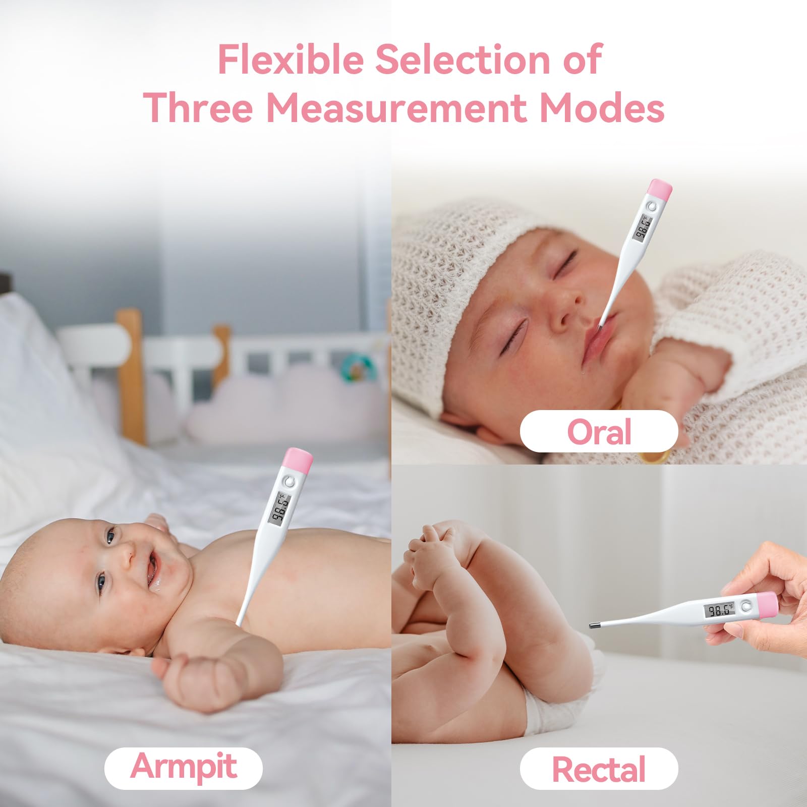 Snomd Digital Oral Thermometer for Adults and Children with LCD Display, Oral Thermometer for Baby with Fever Alarm Rectal & Underarm Use, Fast Reading Thermometer