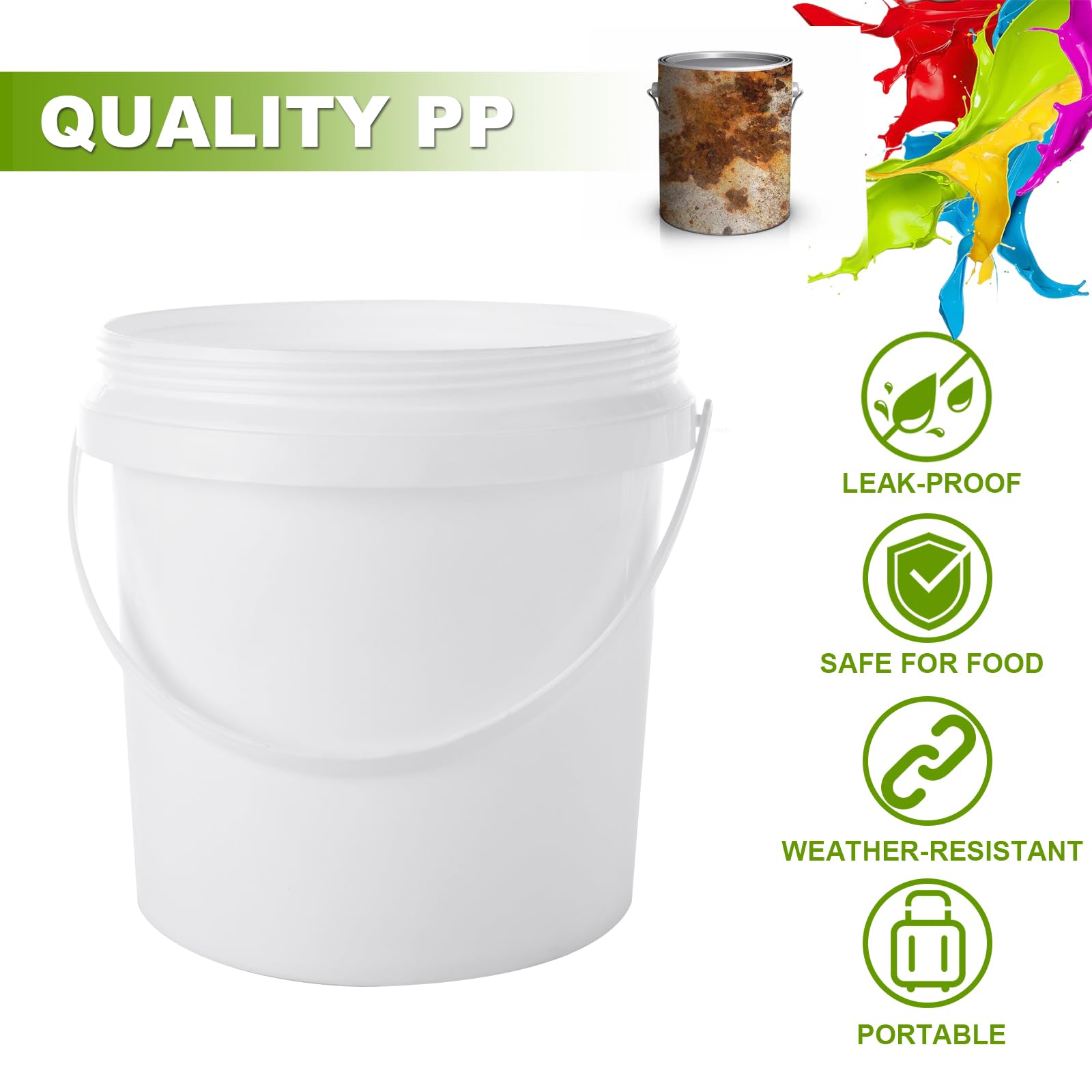 AKOLAFE 8 Pack Paint Buckets for Painting 2 Quart Paint Cans with Lids & Handles Empty Paint Cans 1/2 Gallon Paint Can Paint Pail Plastic Paint Containers for Leftover Paint Pigment Varnish Storage