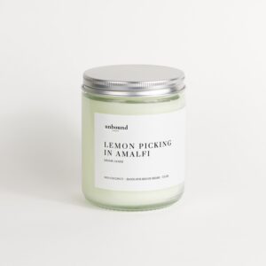 Unbound Candles Lemon Picking in Amalfi Scented Candle | 7.5oz Coconut Soy Candle | Handmade in USA | 50 Hour Burn Time | Italy Candle | Lemon Candle | Travel Based Candle