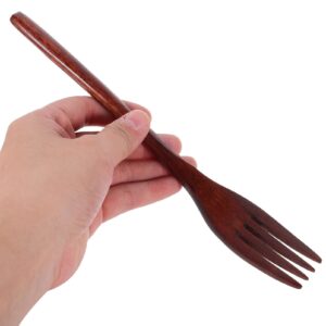 ABOOFAN 2Pcs Wooden Forks Reusable Japanese Style Wood Dinner Forks for Eating Food/Desserts/Salad/Fruit Wooden Cutlery Utensils