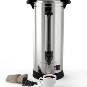 Garvee 110 Cup Commercial Coffee Maker 16L, Large Capacity Coffee Urns with Double-wall 304 Stainless Steel, Quick Brewing Coffee Dispenser for Meeting Rooms and Other Large Gatherings