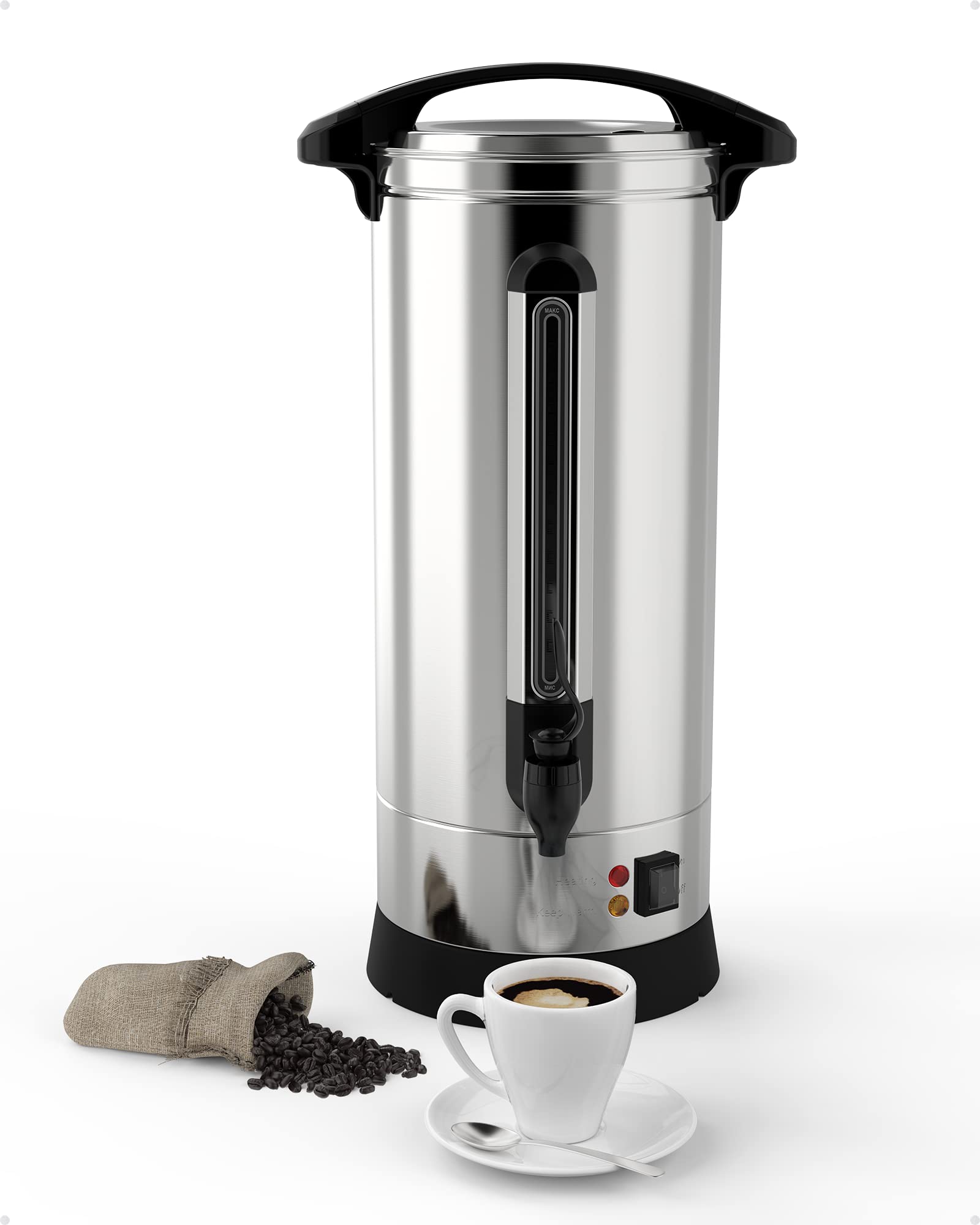 Garvee 110 Cup Commercial Coffee Maker 16L, Large Capacity Coffee Urns with Double-wall 304 Stainless Steel, Quick Brewing Coffee Dispenser for Meeting Rooms and Other Large Gatherings