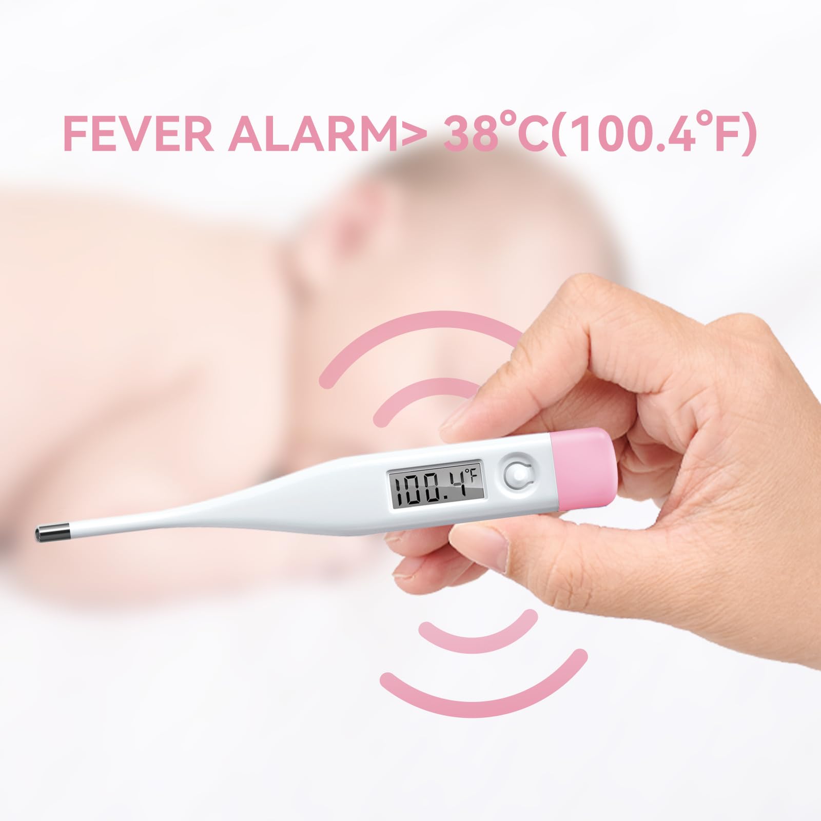 Snomd Digital Oral Thermometer for Adults and Children with LCD Display, Oral Thermometer for Baby with Fever Alarm Rectal & Underarm Use, Fast Reading Thermometer