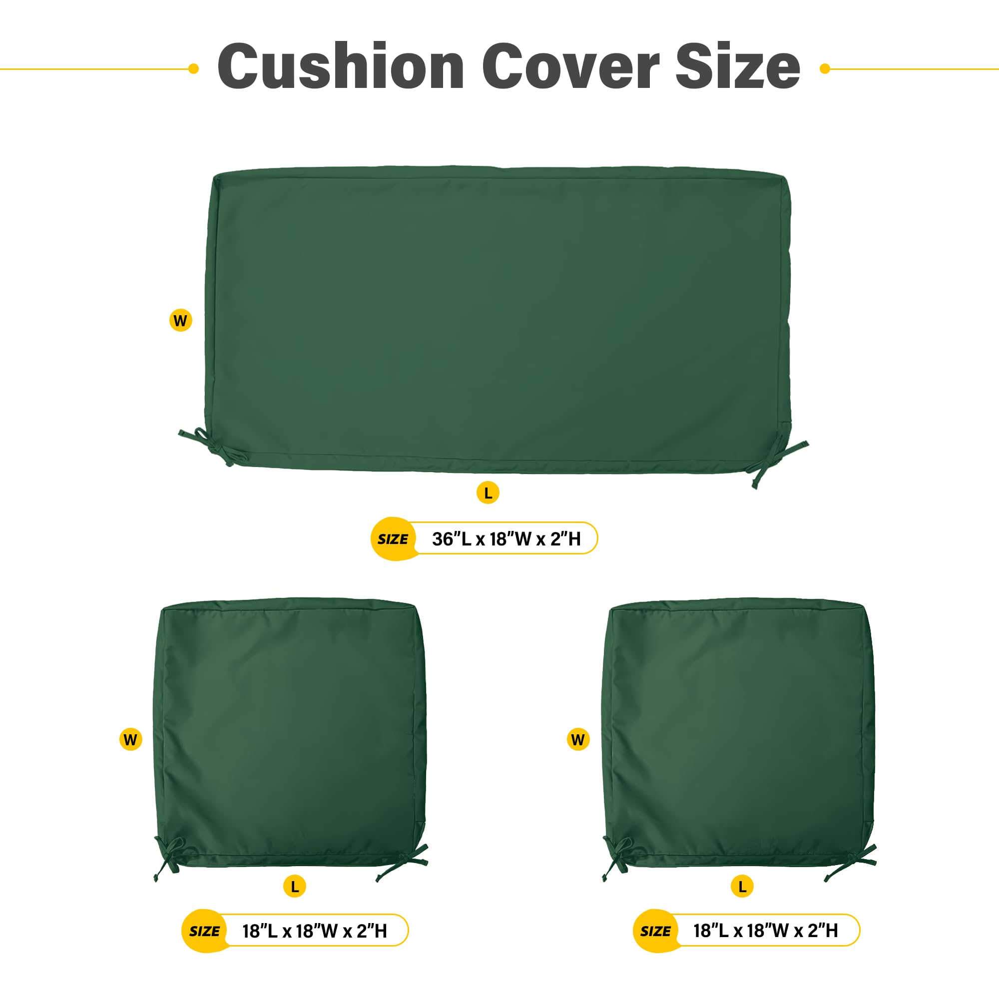 Snubbull 3 Pack Outdoor Patio Seat Cushions Replacement Covers Fit for 4 Pieces 4-Seater Wicker Rattan Patio Conversation Set Loveseat Chair Couch Furniture,36x18x2,18x18x2,Burgundy-Cover Only