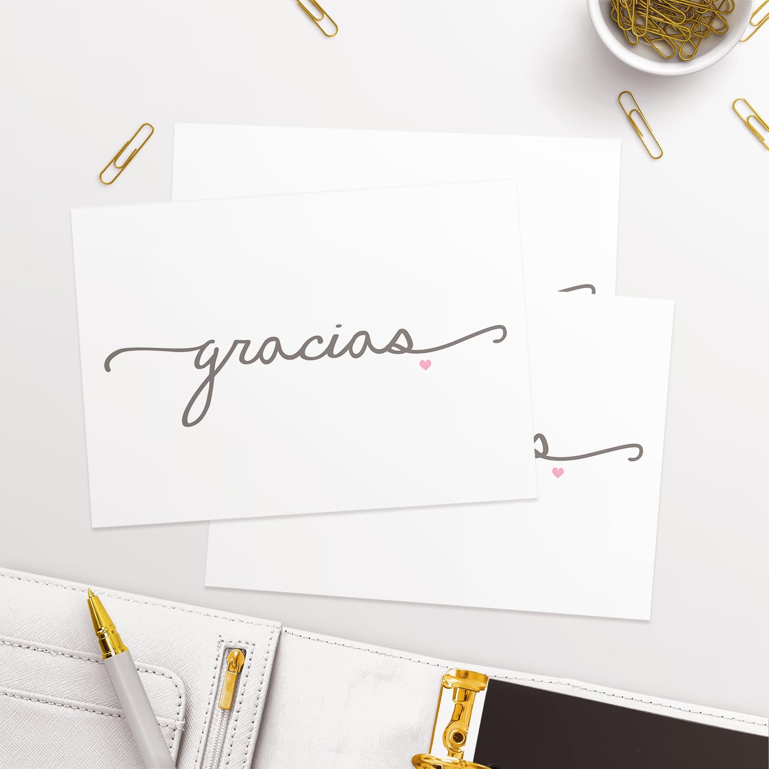 Gracias Note Cards / 24 Elegant Thank You From The Heart Greeting Cards With White Envelopes / 3 1/2" x 4 7/8" Spanish Language Blank Note Cards/Tarjetas Gracias