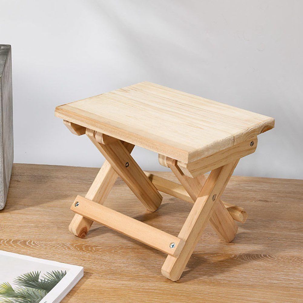 Wooden Step Stool for Adults and Kids,Folding Chair Step Foot Stools Portable Wooden Stool for Bedroom Kitchen Bathroom,Sturdy Step Stools (Board Surface S Size)