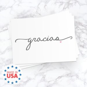 Gracias Note Cards / 24 Elegant Thank You From The Heart Greeting Cards With White Envelopes / 3 1/2" x 4 7/8" Spanish Language Blank Note Cards/Tarjetas Gracias