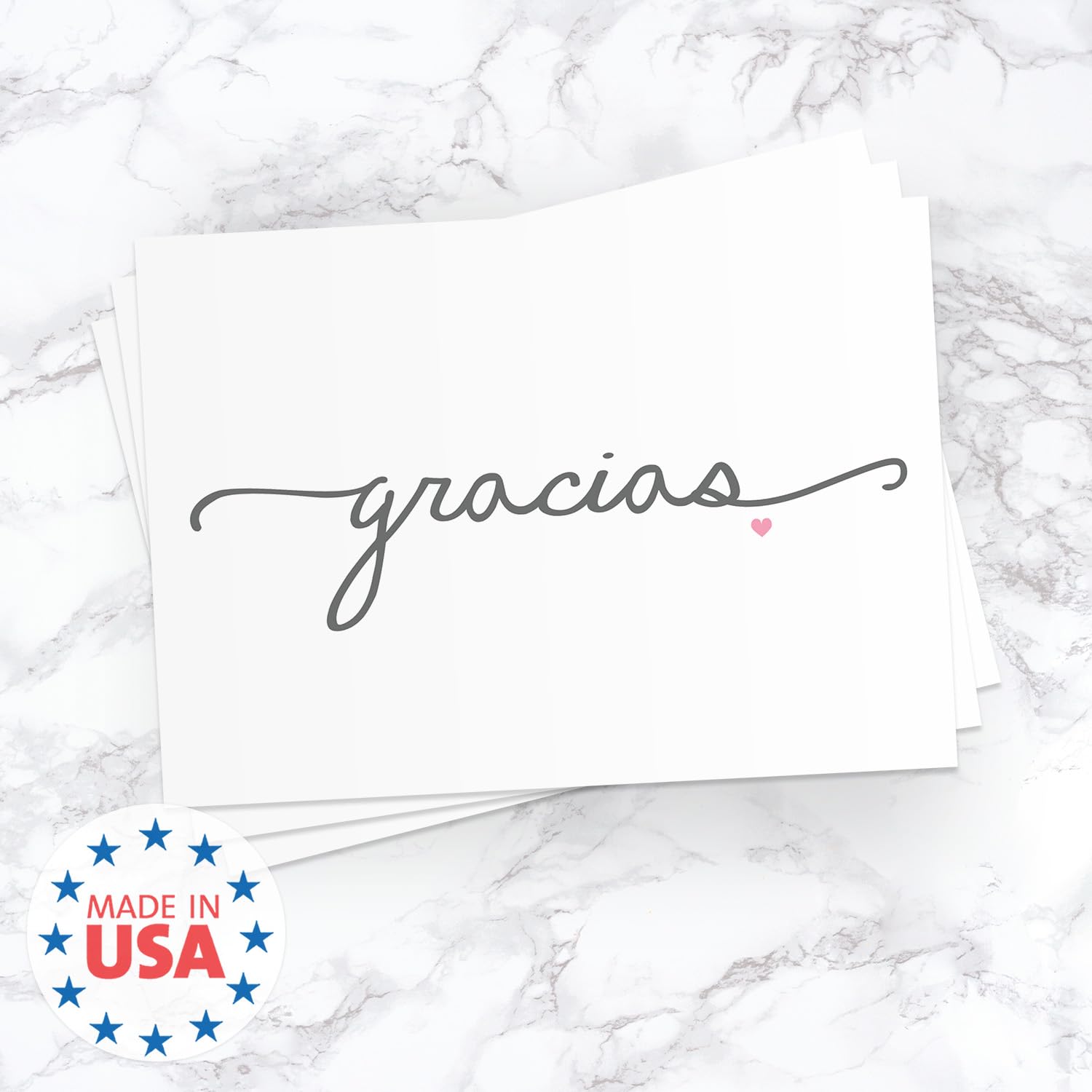 Gracias Note Cards / 24 Elegant Thank You From The Heart Greeting Cards With White Envelopes / 3 1/2" x 4 7/8" Spanish Language Blank Note Cards/Tarjetas Gracias