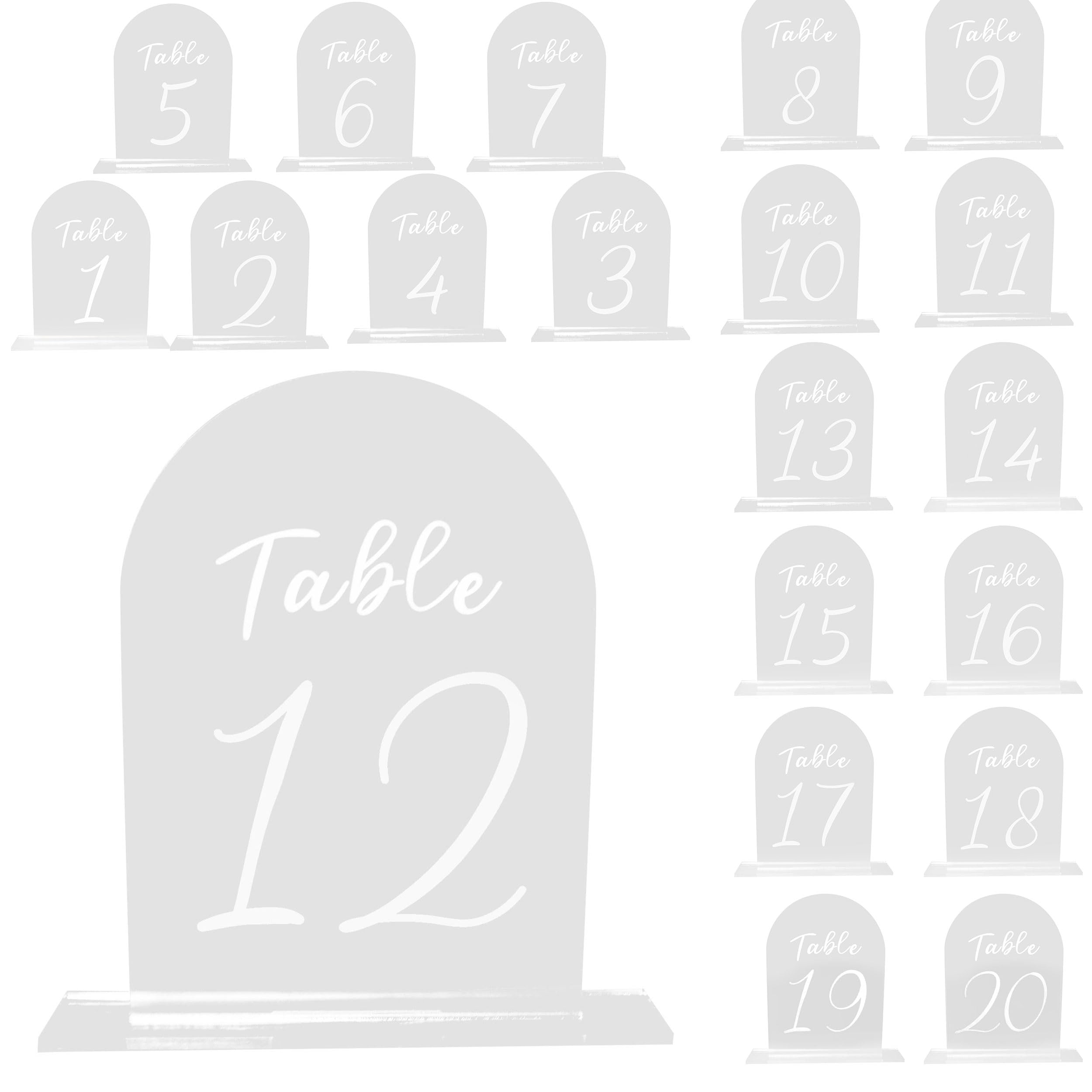 5x7inch Frosted Arch Table Numbers with Stands,Wedding Table Numbers Perfect for Centerpiece, Reception, Decoration, Party, Anniversary, Event (1-20)