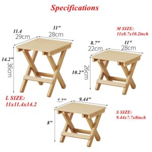 Wooden Step Stool for Adults and Kids,Folding Chair Step Foot Stools Portable Wooden Stool for Bedroom Kitchen Bathroom,Sturdy Step Stools (Board Surface S Size)