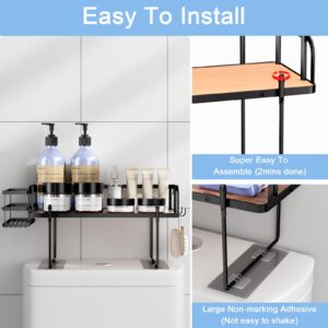 Over The Toilet Storage, Over Toilet Shelf Organizer, Bathroom Organizer Over Toilet with Removable Basket Paper Holder, Above Toilet Storage with Non-Trace Adhesive, No Drilling Toilet Organizer