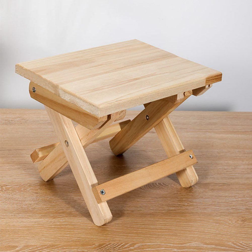 Wooden Step Stool for Adults and Kids,Folding Chair Step Foot Stools Portable Wooden Stool for Bedroom Kitchen Bathroom,Sturdy Step Stools (Board Surface S Size)