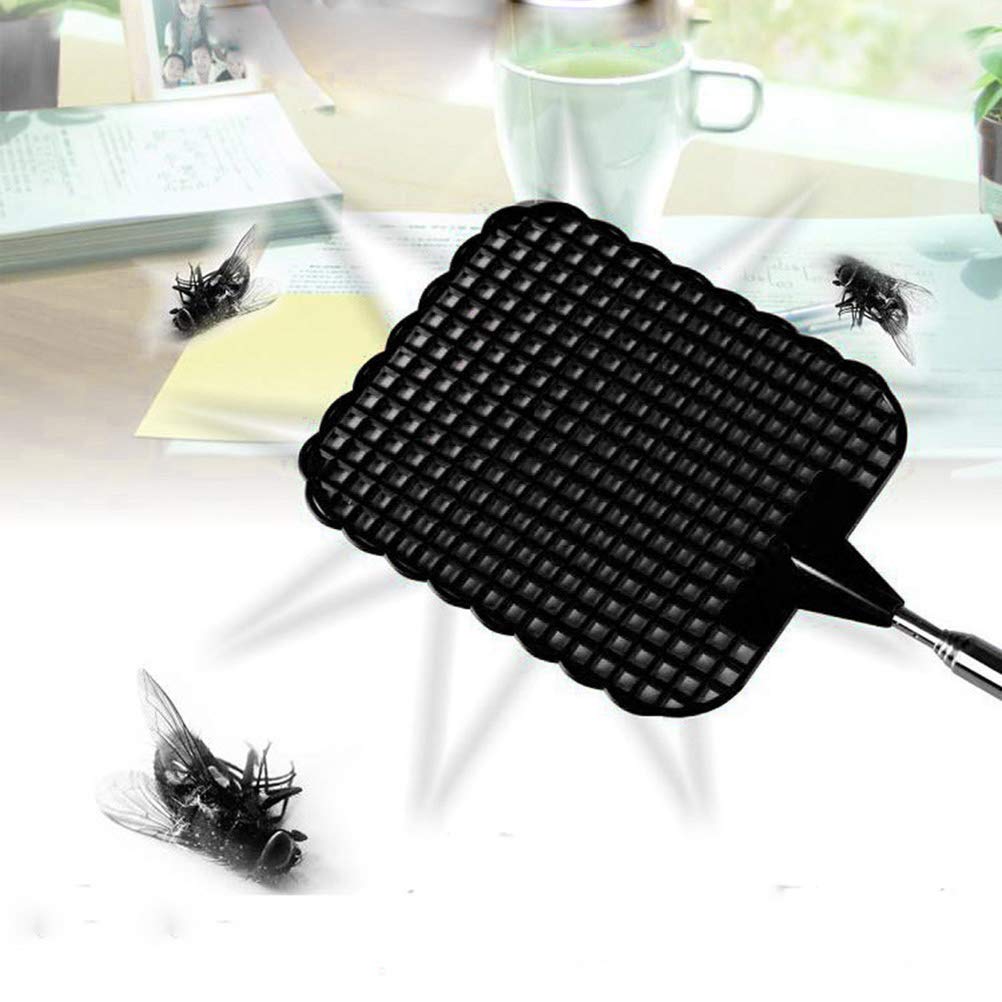 Fly Swatter 27 * 15 * 2 4 Pcs Plastic Telescopic Extendable Fly Swatter Stainless Steel Telescopic Rod Flapper Bug Swatter (Black)