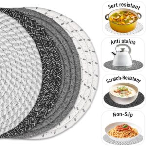 Tidponra 8" Trivets Set for Hot Dishes, 4 Heat Resistant Pot Holders Kitchen Counter, Table, Home Essentials, Anti Stain Hot Pads Plate Mats for Hot pots and Pans