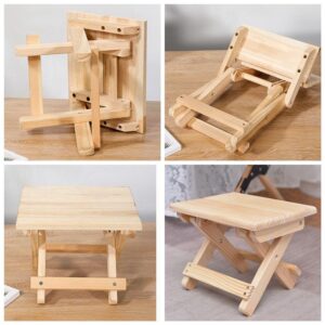 Wooden Step Stool for Adults and Kids,Folding Chair Step Foot Stools Portable Wooden Stool for Bedroom Kitchen Bathroom,Sturdy Step Stools (Board Surface S Size)