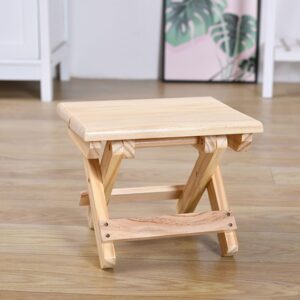 Wooden Step Stool for Adults and Kids,Folding Chair Step Foot Stools Portable Wooden Stool for Bedroom Kitchen Bathroom,Sturdy Step Stools (Board Surface S Size)