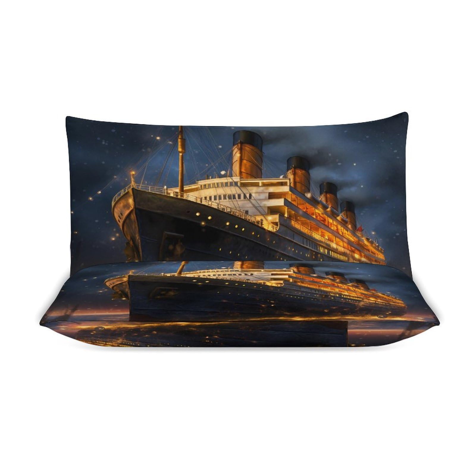 Titanic Cruise Ship Voyage Soft Duvet Cover Set 3 Piece (1 Duvet Cover + 2 Pillow Case) Comforter Cover Bedding Set 79"x90"