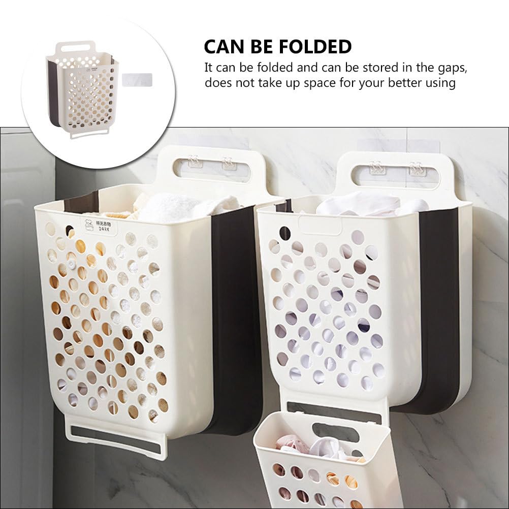 Amosfun Foldable Laundry Basket Space Saving Hamper Wall Mount Laundry Basket Kitchen Onion Potato Storage Basket 14 x 11 Inch