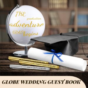 Saypacck Guest Book Alternative DIY World Globe with 4 Pcs Pens Writable Blank Globe with Metal Silver Stand for Wedding Guest Book Wedding Party Bride Shower 2024 Graduation Party Home Adults