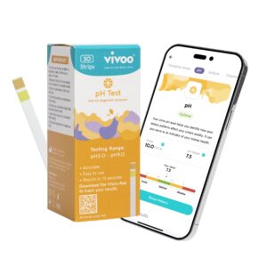 vivoo ph test: easy urine test strips, track ph anytime, instant results in 15 seconds, 30