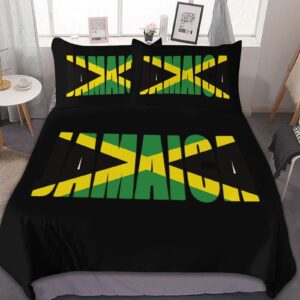 Jamaican Country Flag Soft Duvet Cover Set 3 Piece (1 Duvet Cover + 2 Pillow Case) Comforter Cover Bedding Set 86"x70"