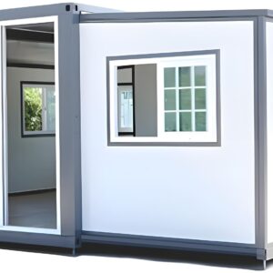 Green Swift 19x20FT Prefabricated Tiny Home: Mobile, Lockable Door, Outdoor Storage, Restroom & Cabinet - Ideal for Hotels, Kiosks, Booths, white