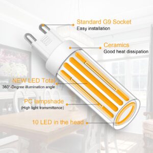 LFLAMPON G9 LED Bulb Dimmable 8W, 60-80 Watt T4 G9 Halogen Equivalent, 2700K Soft Warm White, Ceramic G9 Bi Pin Base, 120V 800LM for Chandelier Ceiling Pendant Lighting(5 PCS)