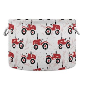 red old wheeled tractors round collapsible waterproof storage bin with sturdy handle decorations for gift gift toys