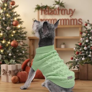 MengMengDa Small Dog Warm Winter Sweater Pet Dog Clothes Dog Knitwear for Small to Medium Breeds Dog Outfits (Green S)…