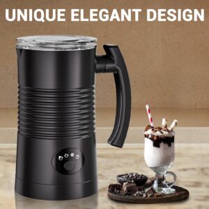 Milk Frother, 4-in-1 Milk Steamer, 11.8oz/350ml Hot and Cold Foam Maker and Milk Warmer, 400W, Auto Shut-Off, Foaming for Coffee, Latte, Cappuccino, Hot Chocolate (Black)