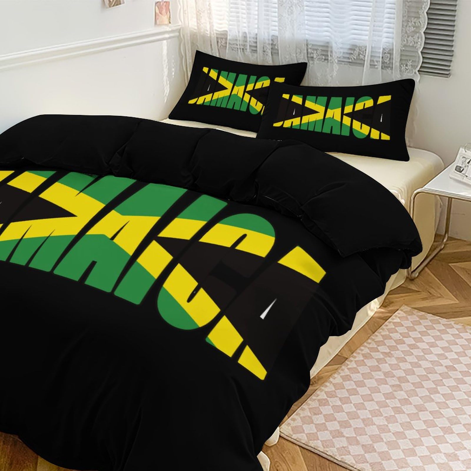 Jamaican Country Flag Soft Duvet Cover Set 3 Piece (1 Duvet Cover + 2 Pillow Case) Comforter Cover Bedding Set 86"x70"